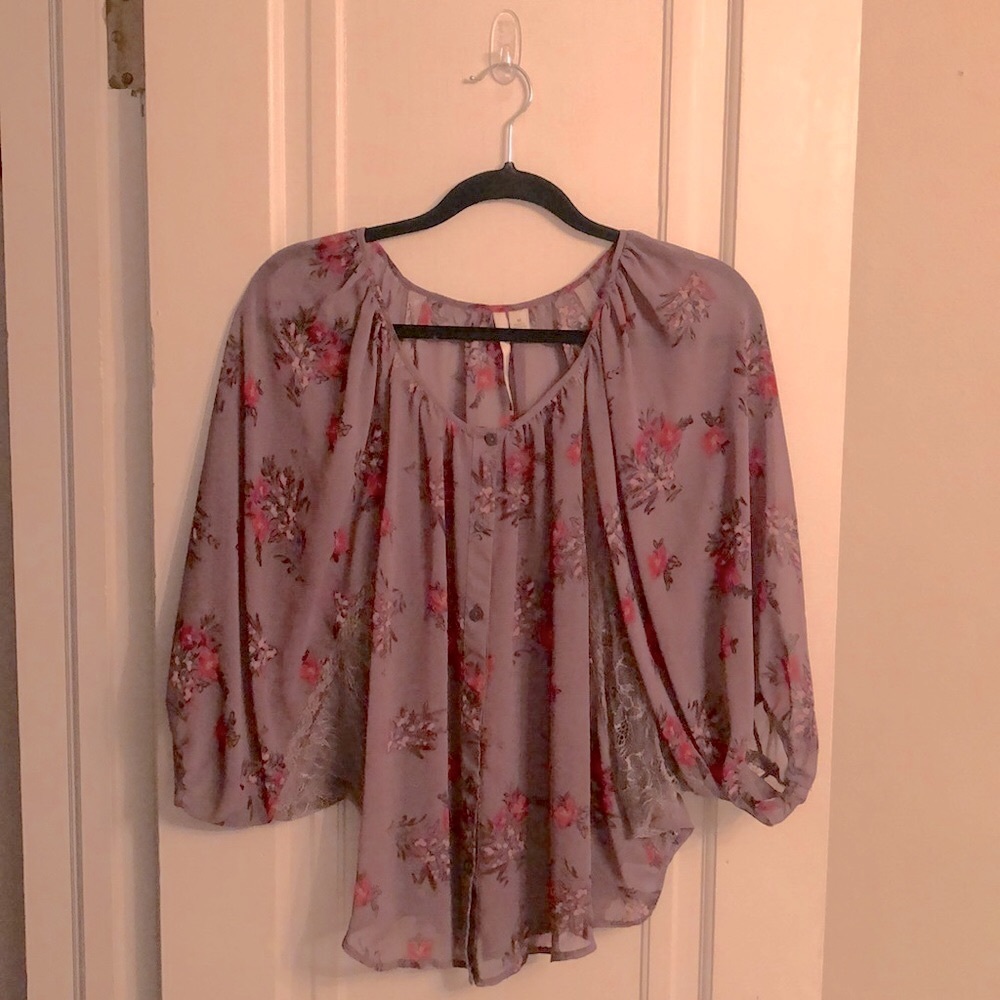 Red & purple floral shirt